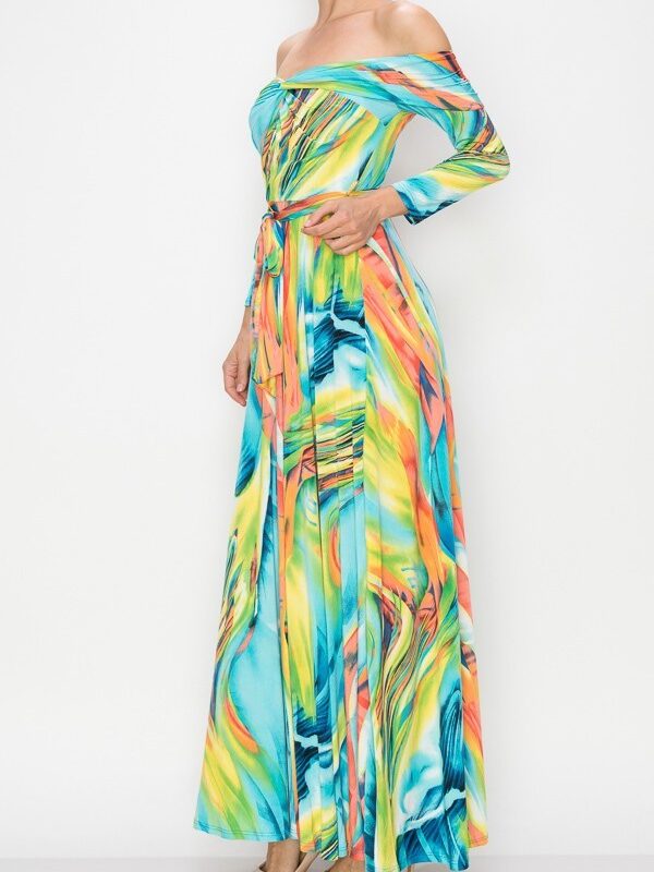 Off-shoulder maxi dress(Blue)