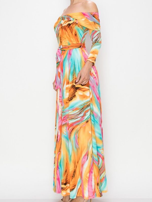 Off-shoulder maxi dress(Orange)